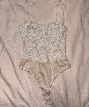 REVOLVE x Superdown Stasia Lace Bodysuit in White & Nude thumbnail 7