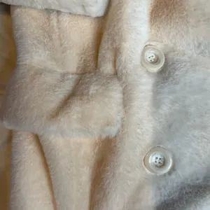 Free People Womens Cream Faux Fur Double Breasted Peacoat Jacket OB912466 Size M thumbnail 6