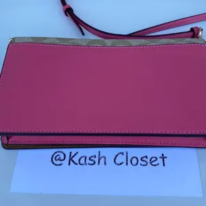 Coach Anna Foldover Clutch Crossbody -Khaki /Pink thumbnail 9