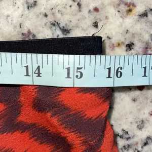 Mango Womens Animal Print Elastic Waist Flowy Midi Skirt Red Orange Black Size L thumbnail 8