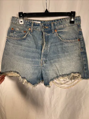Zara Womens Jean Denim Shorts High Waist 8 2569/173/405/40 thumbnail 4
