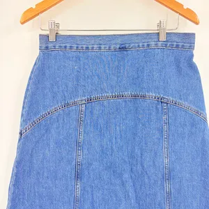 Old Navy Y2K Drapey Denim Midi Skirt Sz 6 Preppy Minimal 90s A Line Cottagecore thumbnail 3