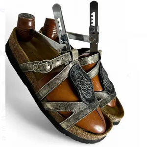 Naot Sarasota Metallic Bronze Leather Sandals Slides Shoes Size 38 L7. thumbnail 3