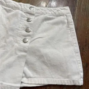 Altar'd State White Mini Wrap Skort Medium Silver Buttons thumbnail 2