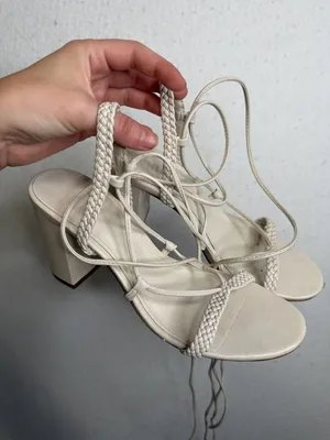 Schutz Adele White Braided Strappy Block Heel Sandals thumbnail 3