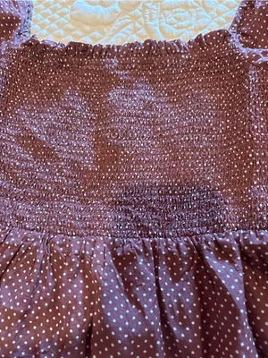 J.Crew Squareneck Smocked Cotton Voile Top Sable/white women’s M thumbnail 3
