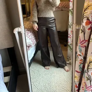 Joe's Jeans Brown Faux Leather Pants Size 31 Wide Leg Trouser Crop Designer $200 thumbnail 8
