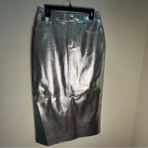 Gianni Bini Metallic‎ Silver Pencil Skirt thumbnail 2