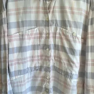 Free People Loveland Plaid Button‎ Up Boho Frayed Hem Shirt thumbnail 3
