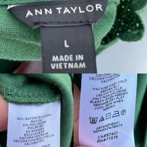 Ann Taylor Womens Shirt Green Knit Blouse Eyelet Lace Trim Short Sleeve Large thumbnail 9