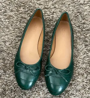 Green leather ballet flats thumbnail 2