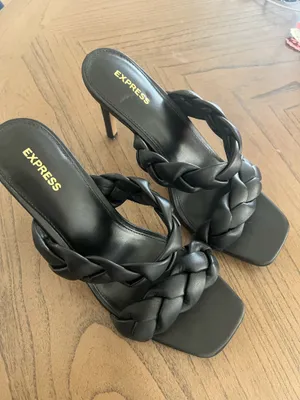 Express Black Braided-Strap High Heel Sandals thumbnail 1