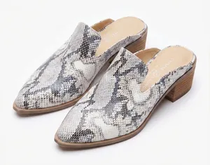 Chinese Laundry Snakeskin Pointed Toe Low Block Heel Mule Slides 7.5 thumbnail 1