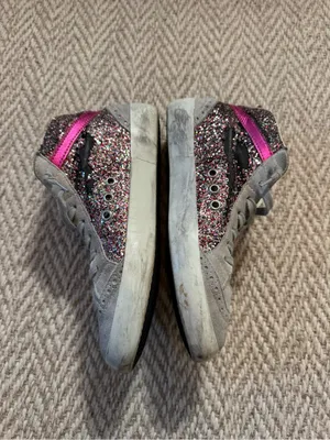 Golden Goose Gray & Pink Glitter Mid-Top Sneaker | Size 37 thumbnail 3