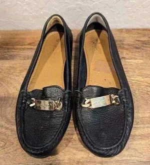 COACH WOMEN'S “OLIVE” Black PEBBLE GRAIN LEATHER LOAFER SHOE SZ 7 A7751 thumbnail 1