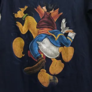 Vintage Disney World Mickey Mouse Goofy Donald Duck Pluto Navy Blue Graphic tee Tshirt Top Blouse Short Sleeve 100% Cotton Crew neck thumbnail 4