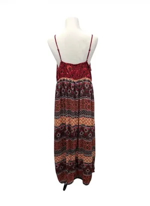 Forever 21 Boho Cami Maxi Dress Floral Geometric Rust Burgundy Plus Size 2X thumbnail 4