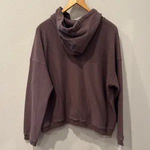 Aerie Chocolate Brown Corded Rib Knit Hoodie Size Large thumbnail 6