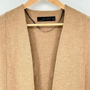 Zara Woman Wool Blend Cardigan Womens Medium Open Front Sweater Jacket Hand Made thumbnail 3