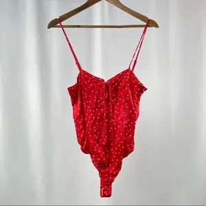 NWT Zara Satin Star Print Thong Bodysuit‎ in Red Size Medium thumbnail 6