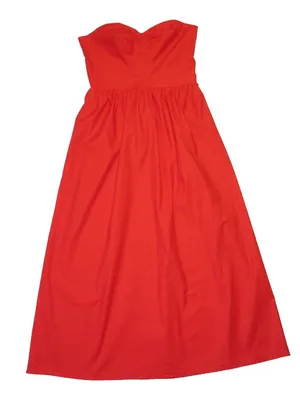 NWT Reformation Buckley in Paprika Red Organic Cotton Strapless Midi Dress 10 thumbnail 7