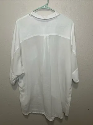 Free People Sheer Oversized Button Down Blouse Top Size Small White thumbnail 2
