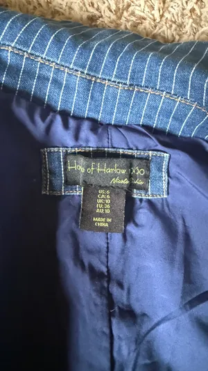 House of Harlow 1960 Denim Cropped Blue White Pinstripe Vest thumbnail 8