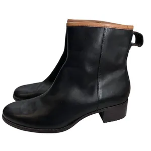 Timberland Bootie Sz‎ 9 M Flora Black Leather Stacked Heel Floral Laser Cutout thumbnail 4