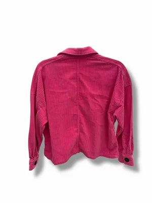 ZARA Hot Pink Cropped Corduroy Oversized Button‎ Down Shacket thumbnail 2