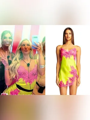 I.AM.GIA Neon Yellow & Hot Pink Lace Satin Chemise Slip dress thumbnail 2