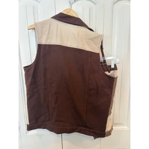 Timing Brown‎ And Tan Patchwork Denim Vest And Shorts Size Medium thumbnail 2