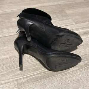 Ralph Lauren Black Leather Leola Fold-Over High Heel Boots‎ Size 7.5 booties thumbnail 4