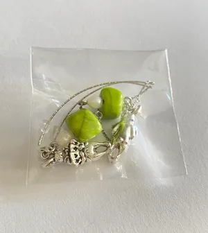 Handmade Irregular natural Jade stone beads&shell pearls American thread earrings💚 thumbnail 4