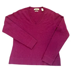 Valerie Stevens Cashmere V Neck Sweater Magenta Pink Womens Size Medium thumbnail 1