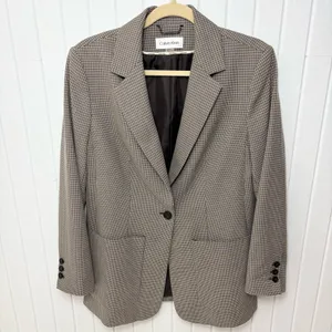 Calvin Klein Notch collar Women's‎ Checkered Blazer Size 6 thumbnail 4