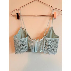 For Love & Lemons Bra Size L Mint‎ Green Floral Lace Sequin Underwire SKBR1581 thumbnail 4