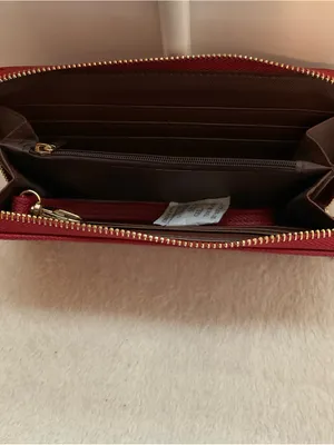 Classic Red Zip-Around Wallet with Gold Hardware thumbnail 5