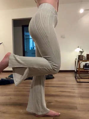 Flirtitude Beige Bootleg Yoga Pants thumbnail 5