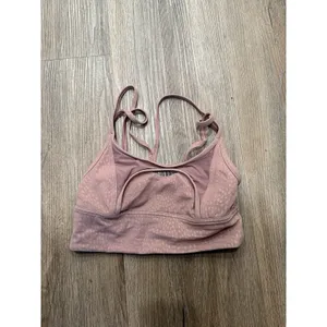 LULULEMON Nulu Mesh Support Yoga Bra Sz‎ 4 Jewel Emboss Spiced Chai thumbnail 4