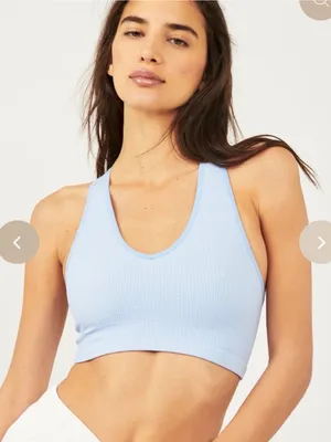 Free People Movement Free Throw Cropped Tank Blue Ribbed Racerback Large thumbnail 1