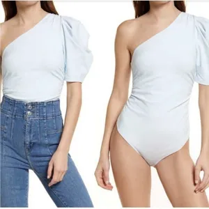 Free People Somethin’ Bout You‎ One Shoulder Bodysuit Crisp Morning Light Small thumbnail 2