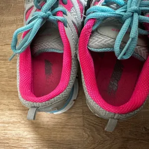 Skechers | Women's Flex Sole Grey Pink Blue Athletic Running Shoes, Size 6.5‎ thumbnail 6