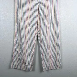 Madewell Womens Rainbow Stripe Wide Leg‎ Crop Pants White Multi Sz 27 thumbnail 6