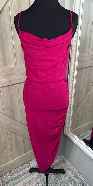 Fuschia Pink Asymmetrical Bodycon dress - Large thumbnail 1