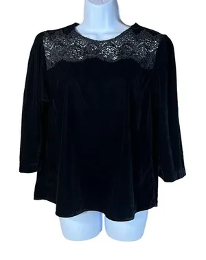 ‎Zara Velour 3/4 sleeve top Size M thumbnail 1