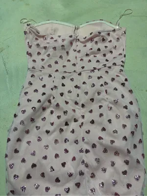 Superdown Strapless Pink Sequin Heart Ruched Mini Dress small thumbnail 5