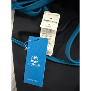 Cupshe Teal Black Colorblock Halter‎ Keyhole One Piece Swimsuit NWT Size M thumbnail 4