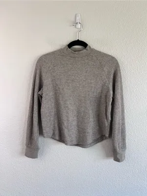 Madewell Women's Raglan Waffle‎ Knit Tee Mock Neck Long Sleeve thumbnail 2
