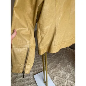 Ruff‎ Hewn Camel Leather Jacket Moto World Map-Lined Traveler Parisian Scandi thumbnail 10
