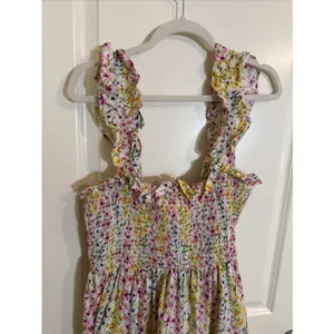 Crown & Ivory Multi Color Floral Sleeveless Smocked Midi Dress Large thumbnail 2